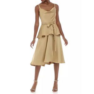 Gabby Skye Occasion Sleeveless Peplum Tie Dress